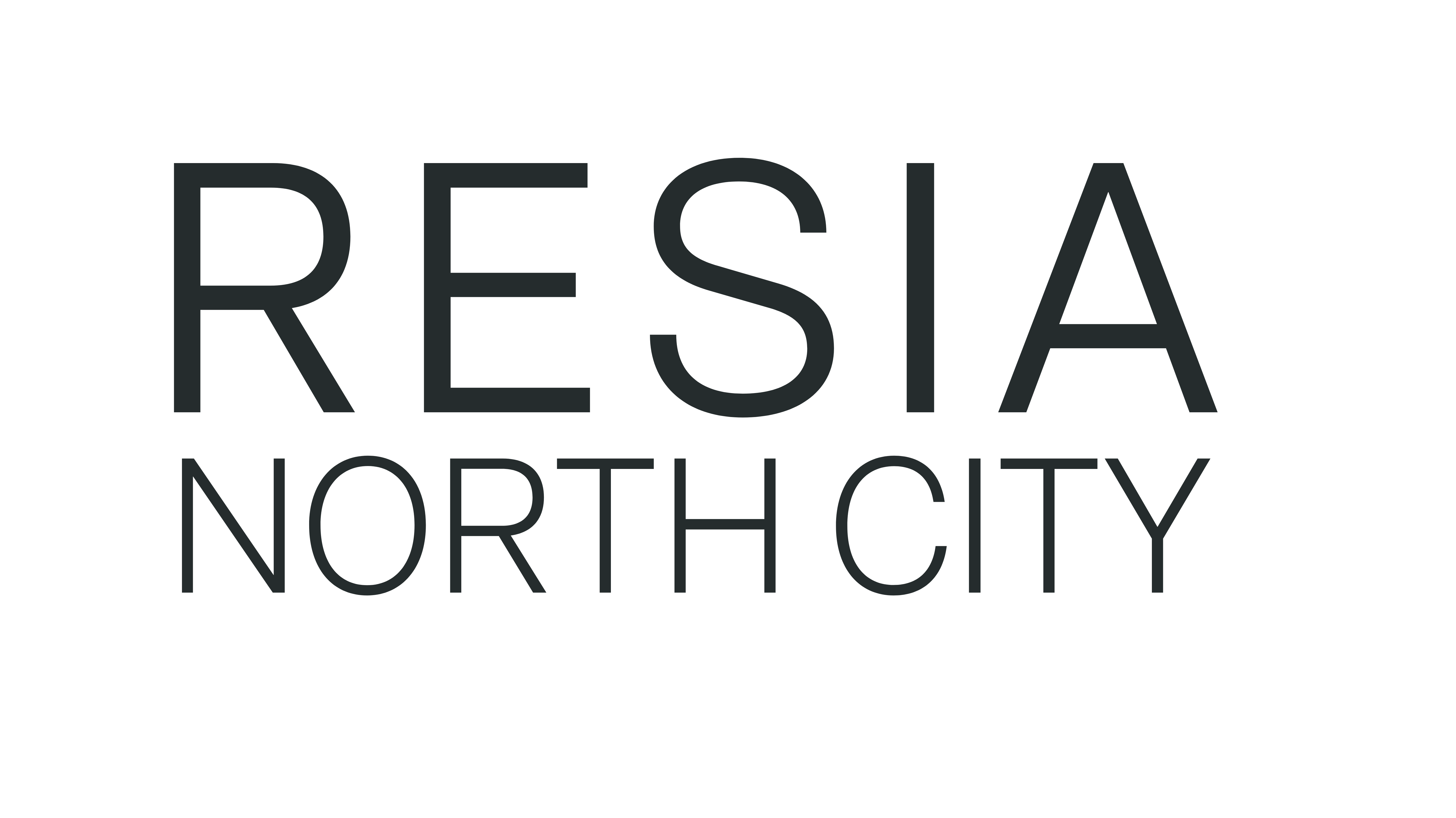 A green background with the words "Resia North City" written in white.